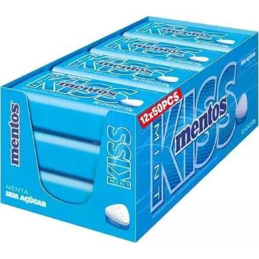 Imagem de Pastilha Bala Mentos Kiss Kit Com 12 Latas 35gr Sem Açucar SABORES:MEN