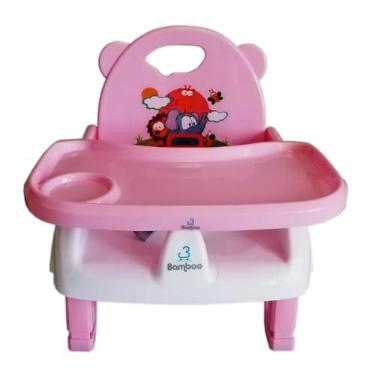 Imagem de Cadeirinha de Alimentação para Bebê Portátil Dobrável Compacta Baixa Infantil com Pés Antiderrapantes e Bandeja Removível Rosa