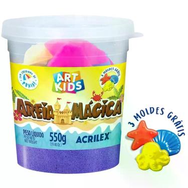 Imagem de Massa Areia Areia Magica Roxo 550G C/MOLD Pote - Acrilex