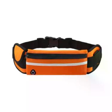 Imagem de Pochete Porta Garrafa Slim Impermeável com Bolso para Celular Faixa Refletiva Laranja OEM