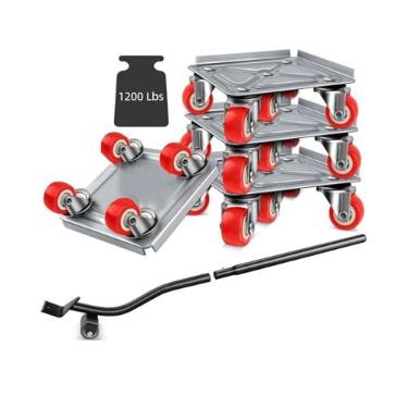 Imagem de YWHWXB Conjunto de Elevador de Móveis e Ferramenta de Movimentação de Móveis, Carrinho de Móveis com 4 Rodas, Carga de 1200 Libras, Rodas de Borracha com Rotação de 360 ° para Mover Sofá, Gabinete, Ge