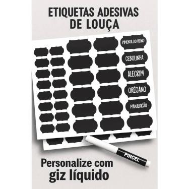 Imagem de KIT 68 Adesivos de Quadro Negro Reutilizáveis Com Caneta Para Cozinha 