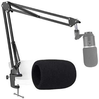 Imagem de K669B Braço de microfone com espuma para para-brisa, suporte de braço de tesoura com tampa de filtro pop compatível com microfone Fifine K669B da SUNMON