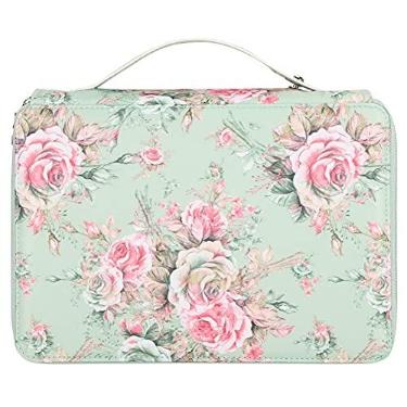 Imagem de Estojo de lápis, armazenamento conveniente de papel de carta PU de 4 camadas com 200 slots de caneta independentes para estudantes de arte para classificar e armazenar lápis (rosa verde)