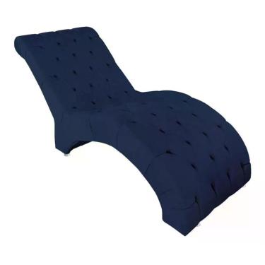 Imagem de Espreguiçadeira Maca Estofada Relaxante Descanso Suede Joana Cor:azul Marinho