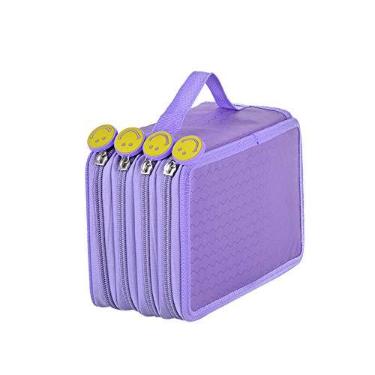 Imagem de Estojo de lápis Elonglin bolsa para caneta prática e grande, multicamadas, com alça para lápis de aquarela, lápis de cor Prismacolor, Crayola, e canetas Marco, 72 compartimentos, roxo