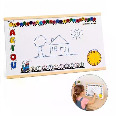 Imagem de Lousa Quadro Branco Infantil Pedagógica Educativa Mini Alfabeto Numeral Vogais Escola Lembrancinha Yeet