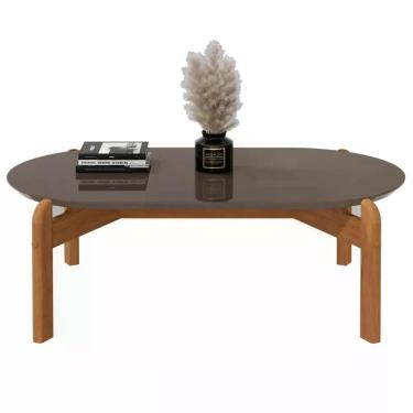 Imagem de Mesa De Centro Oval Colombo Cinza Perola Cedro