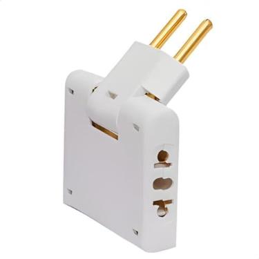Imagem de Adaptador De Tomada Benjamim T Articulado Flexível Dobrável Com 3 Saídas Bivolt