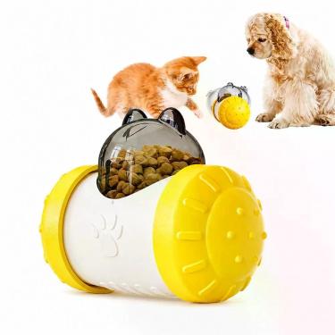 Imagem de Brinquedo Dispensador de Ração Interativo para Cães e Gatos Utimix Amarelo Comedouro Lento Tamanho Único
