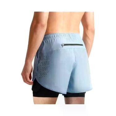 Imagem de Shorts De Treino Masculinos 2 Em 1 De Secagem Rápida Para Corrida E Fi