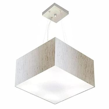Imagem de Lustre Pendente Quadrado Cúpula Tecido 25/45x45 cm, Vivare Iluminação, Pendente4197 LLA-35, Linho Bege, Médio