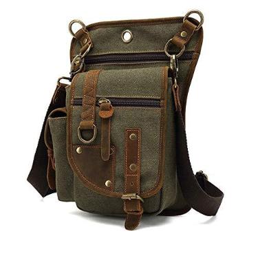 Imagem de AUGU Bolsa de Lona para Perna Tática Multiuso com Vários Bolsos na Cintura, Verde Militar, Medium