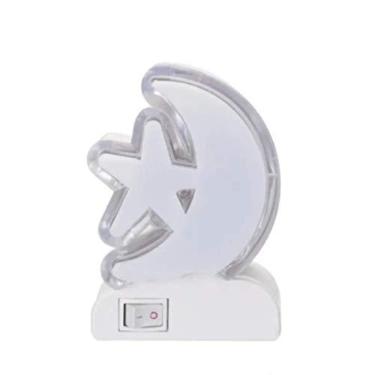 Imagem de Mini Abajur de tomada Lua e estrela para quarto de criança luz led Bivolt