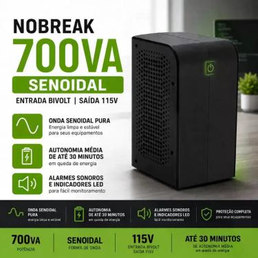 Imagem de Nobreak 700VA computador impressora máquina roteador bivolt e saída 11