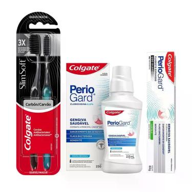 Imagem de Kit Periogard Pasta e Enxaguante Com Escova de Dente Slim Soft - Colga