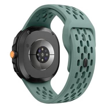 Imagem de 123Smart – Pulseira de silicone furos com fecho de pressão compativel com galaxy watch 8 40mm 44mm classic 46mm – Ajuste Confortável, Resistente à Água e Instalação Facil – Cor Verde Arvore