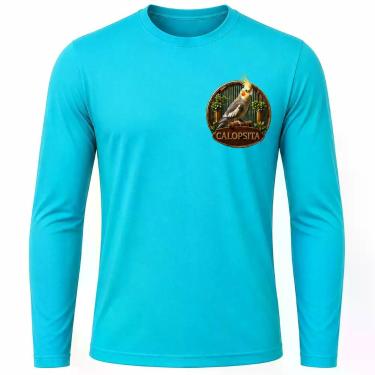 Imagem de Camisa Uv +50 Pássaro Calopsita - Proteção Solar cor:Azul TurquesaTama