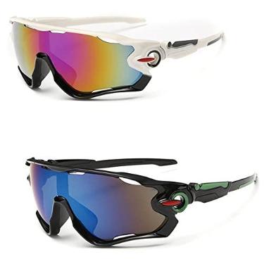 Imagem de Pendulari Óculos de Sol Esportivo Ciclismo Corrida UV400 Kit 2 Unidades Preto e Branco