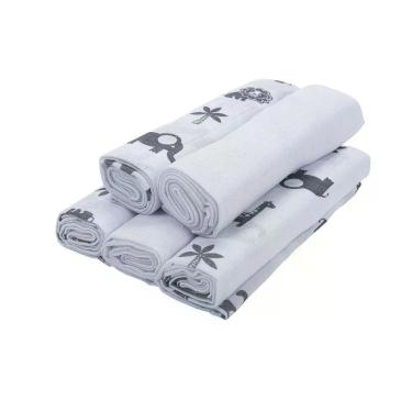 Imagem de Fralda de Pano Prime Babyjoy com 5 Peças 100% Algodão Acabamento Overlock Safari Incomfral