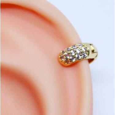 Imagem de Piercing Argola Folheada a Ouro Cravejado com Zircônias 6mm