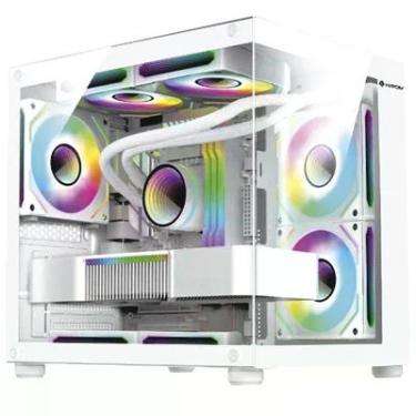 Imagem de Gabinete Gamer Hayom Gb1797, Aquario, Mini Tower, Vidro Temperado, M-atx, Sem Fonte, Com 4 Fans, Branco