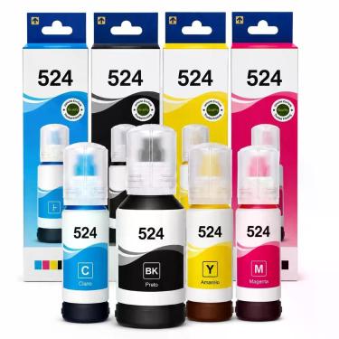 Imagem de KIT 4 REFIL T524 sendo, 1BLACK, 1 CYAN, 1 YELLOM, 1 MAGENTA - L6580