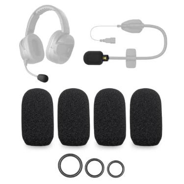 Imagem de Voarmaks Pacote com 4 capas de espuma de microfone compatíveis com CARDO PACKTALK EDGEPHONES, fone de ouvido Spirit Moto, Cardo Packtalk/Freecom/microfone híbrido inteligente + 12 anéis de vedação em