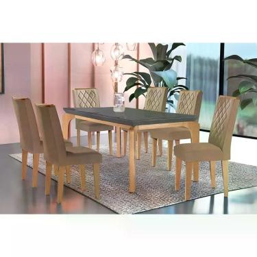 Imagem de Mesa de Sala Jantar Londrina c/ Tampo Madeirado Vidro Canto Curvo 180x