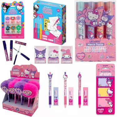 Imagem de Kit de Material Escolar Leo & Leo Hello Kitty e Amigos 8 Peças com Itens de Escrita e Pintura