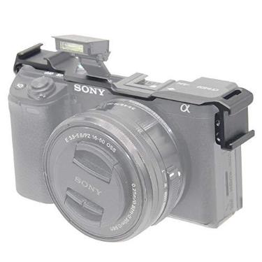 Imagem de Placa de reposição de adaptador de sapato frio duplo, extensão de microfone com capuz fácil suporte de suporte de calçado frio para câmera Sony Alpha A6400 ILCE-6400, acessório de gravação de vídeo Vlogging