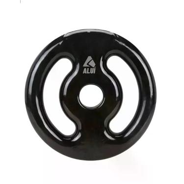 Imagem de Anilha Vazada 2Kg Emborrachada Preto Musculação Aluí Fit