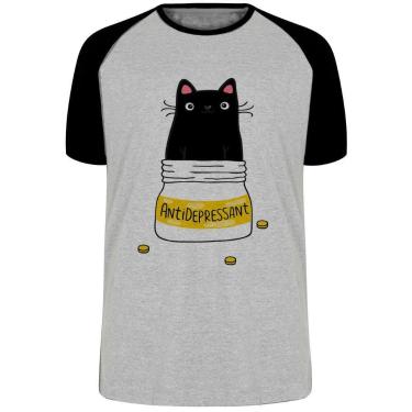 Imagem de Camiseta Gatinho antidepressivo  Blusa Plus Size extra grande adulto o