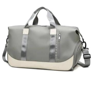 Imagem de Bolsa Mala de Mão Feminina Grande Transversal Viagem Espaçosa 10 Kg Bordo Rigida Zíper Academia Necessaire Passeio Espaçosa (Cinza)
