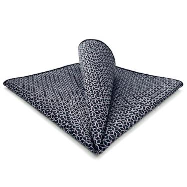 Imagem de S&W SHLAX&WING Lenço de Bolso Masculino Preto com Cubos Brancos Elegante Tamanho Grande Presente Tecido