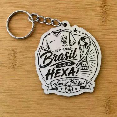 Imagem de Kit Chaveiros Copa Do Mundo Brasil Hexa Futebol Mdf Branco - Arte Lase