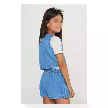 Imagem de Conjunto Infantil Feminino de Colete Saia Sun Place Jeans, 12, Jeans