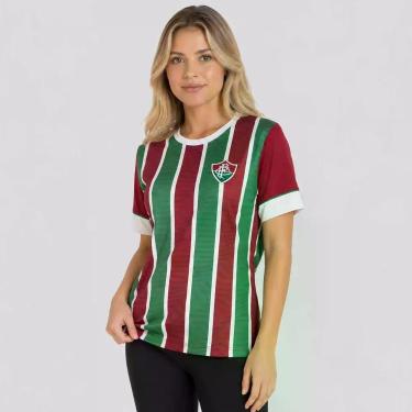 Imagem de Camisa Fluminense Chiado Feminina Grená - Braziline, GG