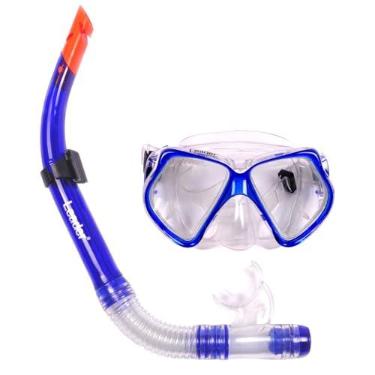 Imagem de Leader Glasses - Kit de Mergulho Azul com Máscara + Snorkel – Vedação Confortável, Lente Resistente e Respiração Segura