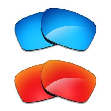 Imagem de Alphax 2 pares de lentes polarizadas de substituição para óculos de sol Maui Jim Dragons Teeth MJ811 - Azul + Vermelho