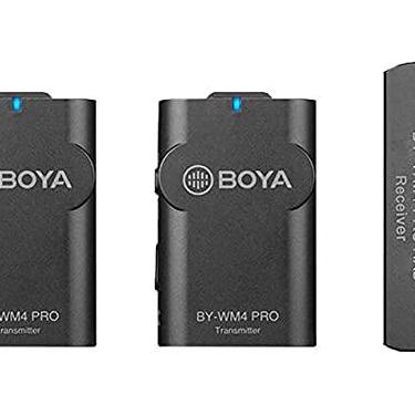 Imagem de BOYA Kit de microfone sem fio 2.4G para dispositivos iOS 1+2, preto, (BY-WM4PRO-K4)