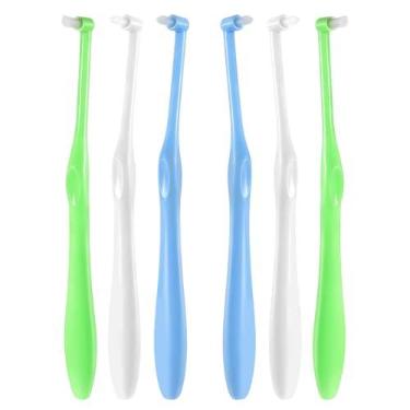 Imagem de Escova de dentes com 6 peças, escova de dentes ortodôntica de cabeça pequena, escovas de gengiva ultra macias para aparelhos, implantes, retentores e limpeza de detalhes dos dentes, cabeça extra
