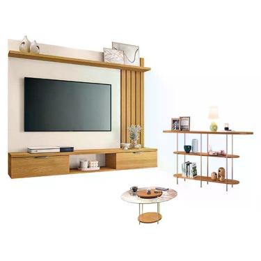 Imagem de Conjunto de Sala de Estar Lets Sky Infinity 2 Portas MDP MDF Vidro Off White HB Móveis