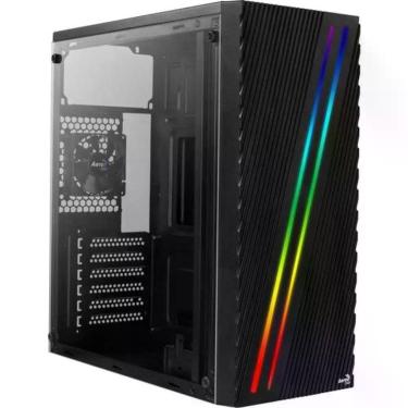 Imagem de Gabinete Gamer Aerocool Streak Preto Rgb Lateral Acrílico