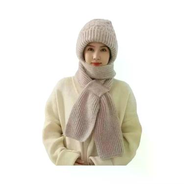 Imagem de Conjunto De Gorro E Cachecol De Inverno Para Mulheres, Proteção Contra
