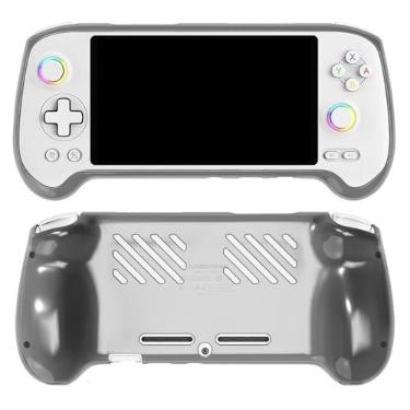 Imagem de Walieoka Capa protetora compatível com ANBERNIC RG557, capa protetora de TPU, console de jogos com aderência ergonômica - anticolisão e antiderrapante (preto transparente)