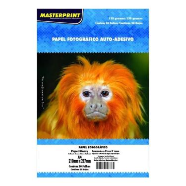 Imagem de Papel Fotográfico Adesivo A4 Glossy 130g Masterprint Kit Bra - Branco 