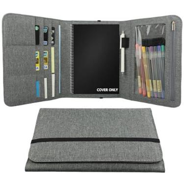 Imagem de Capa fólio compatível com Rocketbook Everlast Fusion, organizador de caderno de tamanho A5, suporte para caneta/cartão de visita, 24,4 cm x 18,8 cm (tamanho executivo)