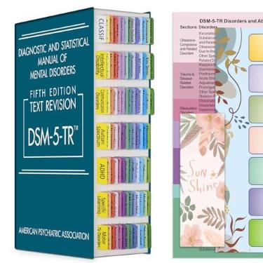 Imagem de Specogo Guia de índice para manual DSM-5-TR 2022 - 94 guias pré-impressas codificadas por cores premium com guia de alinhamento e folha de referência de distúrbios para terapeutas, clínicos