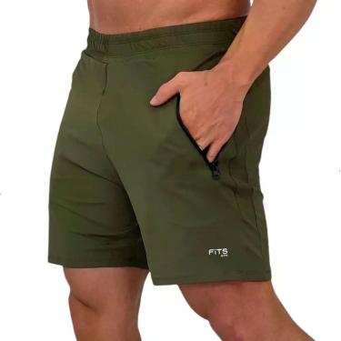 Imagem de Bermuda Masculina Fits Gym em Poliamida com Bolsos com Zíper, Verde mi